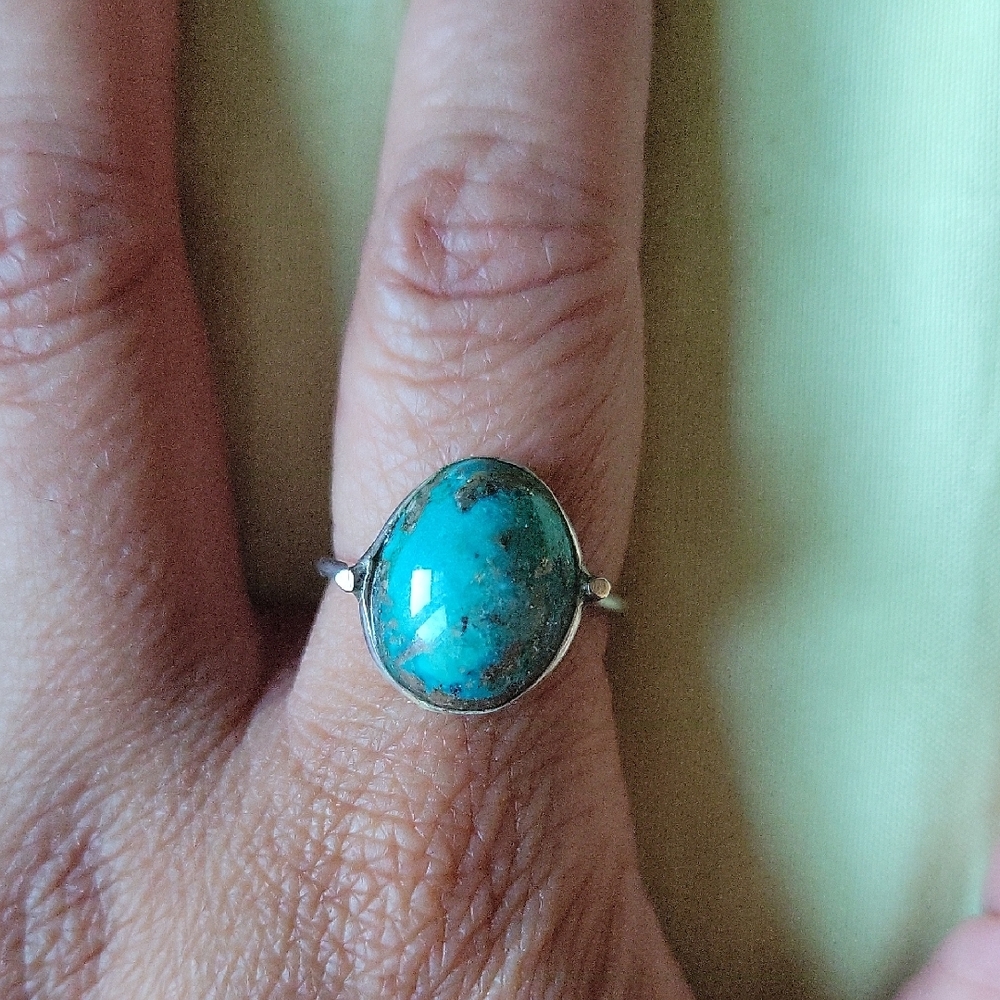 🪷 VINTAGE Turquoise Silver Ring - SIZE 9